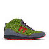 High-Top Laufschuh Runnertune X-Pace Colors – hellgrünes Mesh und graues Velour, schwarze Sohle – Einzelansicht von der Seite