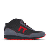 High-Top Laufschuh Runnertune X-Pace Colors – schwarzes Mesh und graues Velour, schwarze Sohle – Einzelansicht von der Seite