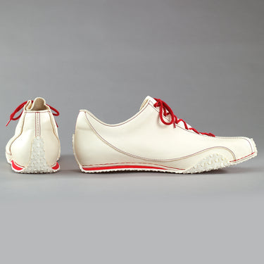 Maßgefertigter Herren-Sneaker Vitallo Speed – weißes Nappaleder, weiße Sohle – Paaransicht von der Seite