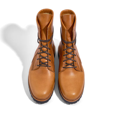 Schnür-Boot VitalloFlex Lacer – karamellfarbenes Pull-Up-Leder, schwarze Sohle – Paaransicht von oben