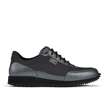 Golfschuh VitalloFlex Pro Hybrid – dunkelgraues Pepita-Textil und graues Carbon, schwarze Sohle – Einzelansicht von der Seite