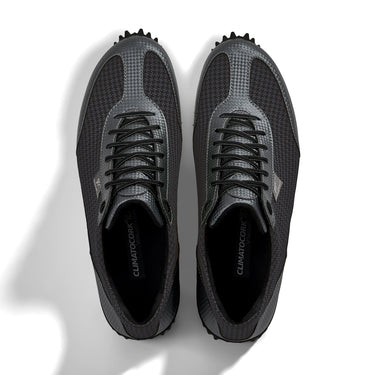 Golfschuh VitalloFlex Pro Hybrid – dunkelgraues Pepita-Textil und graues Carbon, schwarze Sohle – Paaransicht von oben