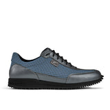 Golfschuh VitalloFlex Pro Hybrid – hellblaues Pepita-Textil und graues Carbon, schwarze Sohle – Einzelansicht von der Seite