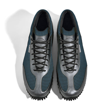 High-Top Golfschuh VitalloFlex Pro Hybrid HT – blaues Pepita-Textil und graues Carbon, schwarze Sohle – Paaransicht von oben