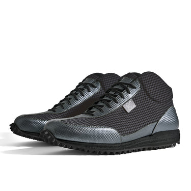 High-Top Golfschuh VitalloFlex Pro Hybrid HT – dunkelgraues Pepita-Textil und graues Carbon, schwarze Sohle – Paaransicht schräg von vorn