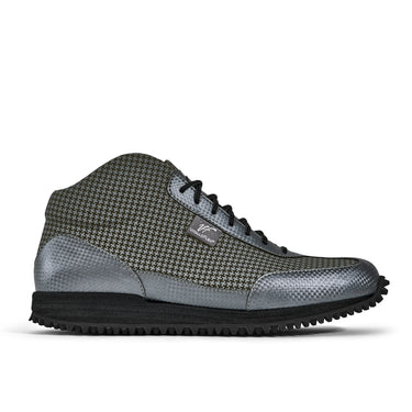 High-Top Golfschuh VitalloFlex Pro Hybrid HT – graues Pepita-Textil und graues Carbon, schwarze Sohle – Einzelansicht von der Seite