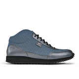 High-Top Golfschuh VitalloFlex Pro Hybrid HT – hellblaues Pepita-Textil und graues Carbon, schwarze Sohle – Einzelansicht von der Seite