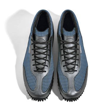 High-Top Golfschuh VitalloFlex Pro Hybrid HT – hellblaues Pepita-Textil und graues Carbon, schwarze Sohle – Paaransicht von oben