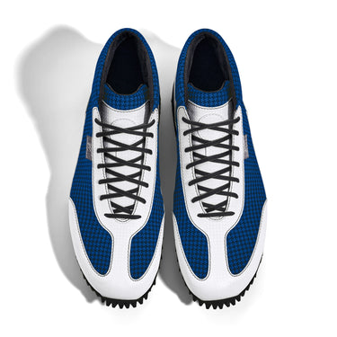 High-Top Golfschuh VitalloFlex Pro Hybrid HT – kornblaues Pepita-Textil und weißes Carbon, schwarze Sohle – Paaransicht von oben