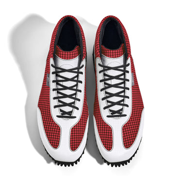 High-Top Golfschuh VitalloFlex Pro Hybrid HT – rotes Pepita-Textil und weißes Carbon, schwarze Sohle – Paaransicht von oben
