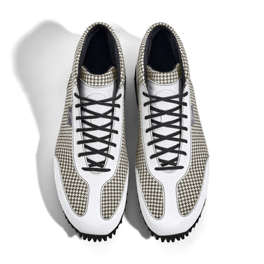 High-Top Golfschuh VitalloFlex Pro Hybrid HT – weißes Pepita-Textil und weißes Carbon, schwarze Sohle – Paaransicht von oben