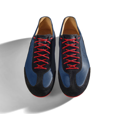 Sneaker VitalloFlex Puro RS – blaues Nappaleder und schwarzes Rauleder, rote Sohle – Paaransicht von oben