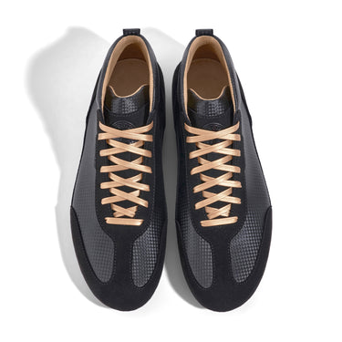 High-Top Sneaker VitalloFlex Puro RSR BLACK X GOLD – schwarzes Carbon und schwarzes Velour, schwarze Sohle – Paaransicht von oben
