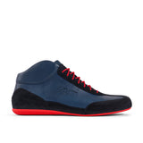 High-Top Sneaker VitalloFlex Puro RSR – blaues Nappaleder und schwarzes Rauleder, rote Sohle – Einzelansicht von der Seite