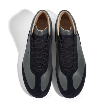 High-Top Sneaker VitalloFlex Puro RSR – graues Nappaleder und schwarzes Rauleder, rote Sohle – Paaransicht von oben