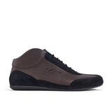 High-Top Sneaker VitalloFlex Puro RSR – dunkelbraunes Nappaleder und schwarzes Rauleder, schwarze Sohle – Einzelansicht von der Seite