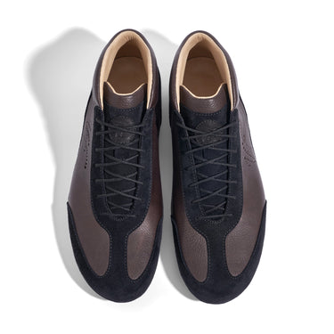 High-Top Sneaker VitalloFlex Puro RSR – dunkelbraunes Nappaleder und schwarzes Rauleder, schwarze Sohle – Paaransicht von oben