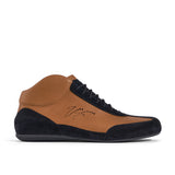 High-Top Sneaker VitalloFlex Puro RSR – hellbraunes Nappaleder und schwarzes Rauleder, schwarze Sohle – Einzelansicht von der Seite