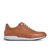 Sneaker VitalloFlex Puro S – cognacfarbenes, perforiertes und glattes Anilinleder, hellgraue Sohle – Einzelansicht von der Seite