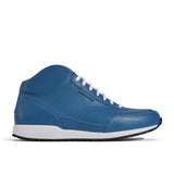 High-Top Sneaker VitalloFlex Puro S-HT – blaues, perforiertes und glattes Anilinleder, weiße Sohle – Einzelansicht von der Seite