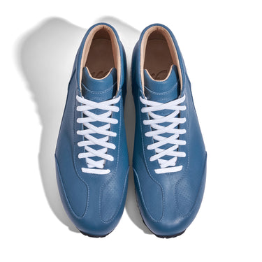 High-Top Sneaker VitalloFlex Puro S-HT – blaues, perforiertes und glattes Anilinleder, weiße Sohle – Paaransicht von oben