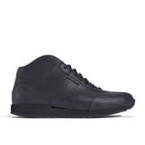 High-Top Sneaker VitalloFlex Puro S-HT – schwarzes, perforiertes und glattes Anilinleder, schwarze Sohle – Einzelansicht von der Seite