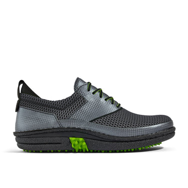Golfschuh VitalloFlex Quantum Stinger – dunkelgraues Mesh und graues Carbon, schwarze Sohle – Einzelansicht von der Seite